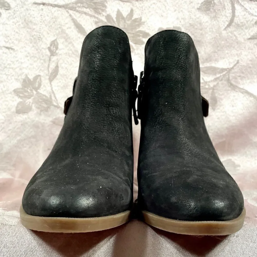 BLACK LEATHER FRANCO SARTO ANKLE BOOTS SIZE 7.5